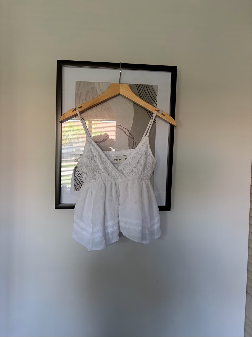 Hollister White Lace Trim Babydoll Cami Top